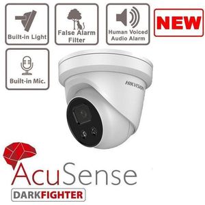 Hikvision Digital Technology DS-2CD2346G2-ISU/SL IP-beveiligingscamera Buiten Dome 2.8mm 4MP Microfoon en Speaker