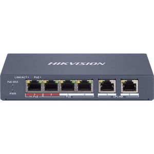 Hikvision DS-3E1106HP-EI Beheerde schakelaar PoE (6 ports), Netwerkschakelaar, Blauw