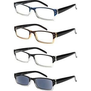 Eyekeeper 4-pack stijlvolle leesbril inclusief Sunshine Readers +1,25, 623 ml - Mix Colour