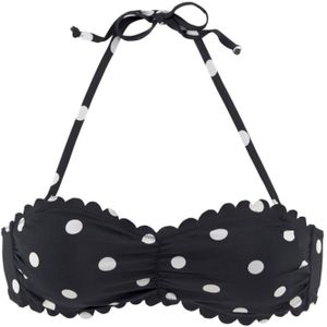 Bandeau Bikini - Zwart - Wit - Polyamide - Gestippeld