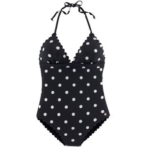 Beenlijn - Badpak - Zwart - Wit - Verwijderbare Softcups