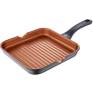 SAN IGNACIO Brons | Grill pan met antiaanbaklaag 28 x 28 x 4,5 cm | Gemaakt van gegoten aluminium | efficiënte warmteverdeling | met soft-touch handgreep | geschikt voor alle soorten keukens