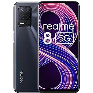 realme 8 5G mobiele telefoon, simvrije, ontgrendelde smartphone met Dimensity 700 5G-processor, 90Hz ultraglad scherm, enorme batterij van 5000 mAh, 48 MP Nightscape-camera, dubbele simkaart, NFC, 4+64 GB