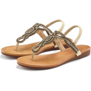 LASCANA Zehentrenner, Sandale, Pantolette mit Schmucksteinen in Glitzer-Optik VEGAN