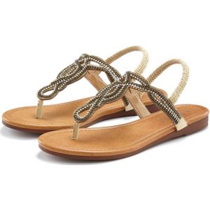 LASCANA Zehentrenner, Sandale, Pantolette mit Schmucksteinen in Glitzer-Optik VEGAN