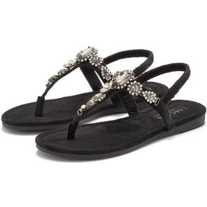 Lascana - Sandaal - Zwart - Vegan - Met Sierstenen - Gespsluiting