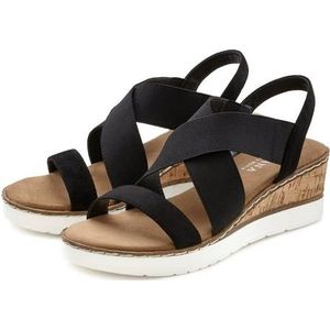 LASCANA Sommerschuh Sandalette Sandale, Sommerschuh mit Keilabsatz und elastischen Riemen VEGAN