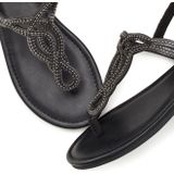 LASCANA Zehentrenner Sandale, Pantolette mit Schmucksteinen in Glitzer-Optik VEGAN