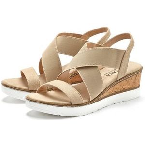LASCANA Sommerschuh Sandalette Sandale, Sommerschuh mit Keilabsatz und elastischen Riemen VEGAN