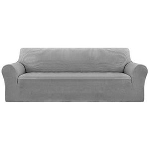 Deconovo Rekbare Bankhoes met Armleuning, Stretch Bankhoezen Beschermer voor Fauteuil Drie 3-Zits, Geschikt voor Woonkamer, 180-230 cm, Grijs