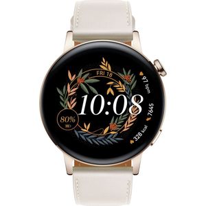 HUAWEI WATCH GT 3 42 mm Hellgold, weißes Lederarmband