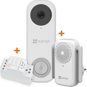 DB1C Kit (met Chime & Transformer) - Wifi-videodeurbelkit - werkt met Google Assistent - Zonder Abonnement -Wit