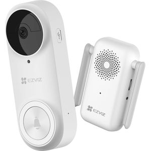 EZVIZ 2K videodeurbel Batterijgevoed Draadloos met bel, AI-menselijke detectie, 120 dagen batterijduur, 2-weg audio, weerbestendig, 176° gezichtsveld, werkt met Alexa, SD-kaart/cloudopslag (DB2)