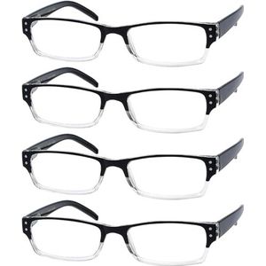 Eyekepper Leesbril voor dames en heren, zwart, 4 stuks