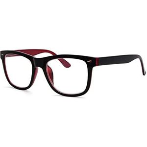 Eyekepper Ontwerp Leesbril Vierkante Grote Lenzen Lezer Brillen voor Vrouwen Lezen Lente-Scharnieren Zwart-Rood