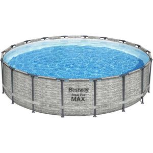 BESTWAY Steel Pro Max™ bovengronds zwembad - Grijs steenpatroon, 549 x 122 cm, FrameLink™-systeem