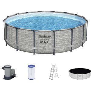 Bestway - Steel Pro MAX - Opzetzwembad Inclusief Filterpomp en Accessoires - 488x122 cm