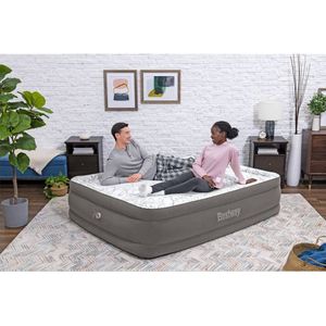 Bestway Tritech Cushify Top Opblaasbaar bed, matras voor 2 personen, met geïntegreerde elektrische pomp en antimicrobiële coating, 2,03 m x 1,52 m x 46 cm