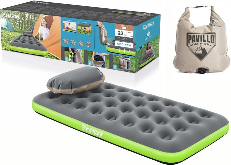 Luchtbed - Bestway - opblaasbed - 188x99x22cm - fluweel