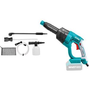 TOTAL P20S Accu-hogedrukreinigerpistool, 20 V, hogedrukreiniger met water, automatisch stop-veiligheidssysteem, inclusief 6 accessoires, meerkleurig