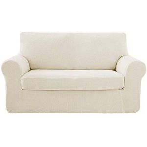 Deconovo Stretch Bankhoes, Fluweel Bankovertrekken voor Loveseat, Meubelhoes voor Woonkamer, Feest, 2 Zits, 145-175 cm, Wit