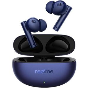 realme Buds Air 3 hoofdtelefoon, actieve ruisonderdrukking 2.0 van 50 DB, 12,4 mm mega-titanium-hoofdtelefoon, tot 38 uur luistertijd, zeer lage latentie van 45 ms, blauw