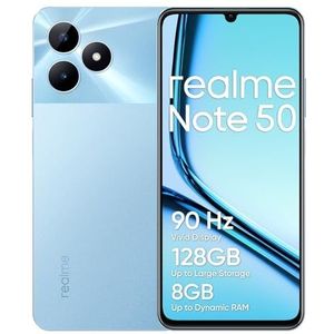 realme Smartphone Note 50 4G 3 + 64 GB, verlicht display 90 Hz, camera met 13 MP I.A, ultradun, met 7,99 mm geluid, krachtige 5000 mAh batterij, hemelsblauw