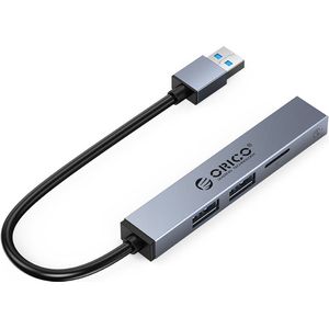 Orico USB hub met 3 poorten en kaartlezer - USB2.0/USB3.0 - busgevoed / aluminium - 0,15 meter