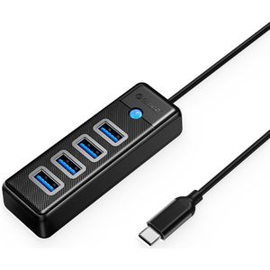 Orico USB 3.0 Type-C Hub met 4x USB-A - Ultra slim design - Zwart - 15cm kabel