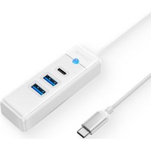 Orico Hub Adapter USB-C naar 2x USB 3.0 + USB-C, 5 Gbps, 0,15m (Wit) (USB-C, 3 ports), Docking station + USB-hub, Wit