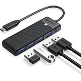 Orico - USB A3.0x4 - Adapterhub 4-in-1 - Zwart - Duurzaam Ontwerp