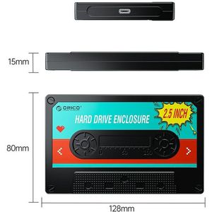 Orico - 2,5" USB-C Cassette - Harddisk Behuizing - Zwart - ABS