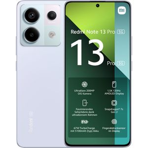 Xiaomi Redmi Note 13 Pro 5G 8+256 Aurora Paars (256 GB, Aurora Paars, 6.67", Dubbele SIM, 5G), Smartphone, Paars