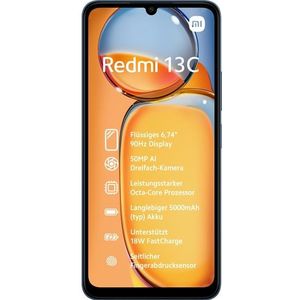 Xiaomi Redmi 13C (128 GB, Marineblauw, 6.74", Dubbele SIM, 4G), Smartphone, Blauw