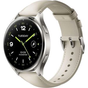 Xiaomi Watch 2 Titan Gray Case z białym skórzanym paskiem