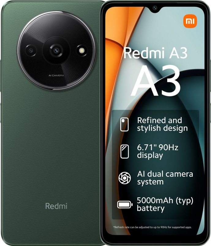 Xiaomi - Redmi A3 - Smartphone - Groen - 64 GB - Dual SIM