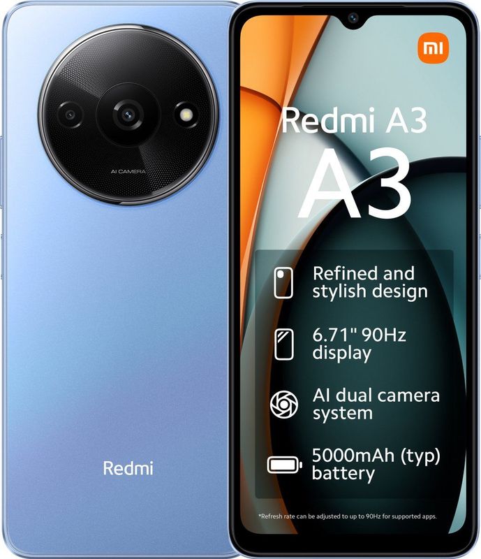 Xiaomi - Redmi A3 - Smartphone - Blauw - 128GB - Dubbele SIM