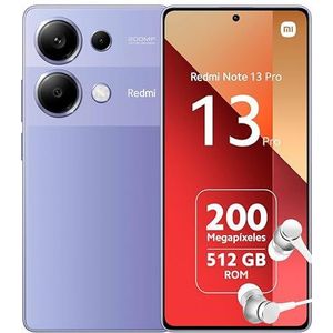 Xiaomi Redmi Note 13 Pro 4G Smartphone + hoofdtelefoon, 2,2 GHz 12 GB + 512 GB paars (BE versie + 2 jaar garantie)