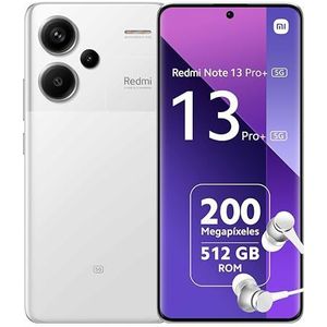 Xiaomi Redmi Note 13 Pro+ 5G Smartphone + hoofdtelefoon, 2,8 GHz 12 GB + 512 GB wit (BE versie + 2 jaar garantie)