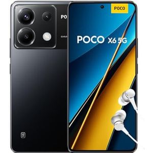 Xiaomi POCO X6 5G smartphone + hoofdtelefoon, 8 + 256 mobiele telefoon zonder contract, 64 MP OIS drievoudige camera, zwart (BE versie + 2 jaar garantie)