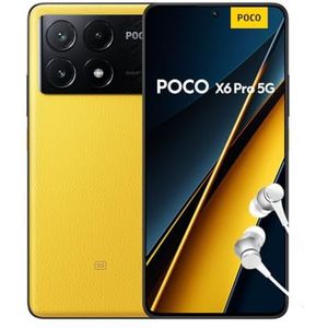 Xiaomi POCO X6 Pro 5G smartphone + headphones, 8+256 mobile phone without contract, 64MP OIS triple camera, yellow (NL version + 2 year guarantee)
