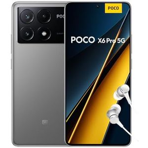 Xiaomi POCO X6 Pro 5G smartphone + hoofdtelefoon, 12 + 512 mobiele telefoon zonder contract, 64 MP OIS drievoudige camera, helder grijs (BE versie + 2 jaar garantie)