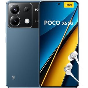 Xiaomi POCO X6 5G smartphone + headphones, 8+256 cell phone without contract, 64MP OIS triple camera, Grayish Blue (NL version + 2 year warranty)