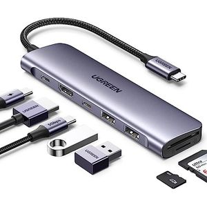 UGREEN - USB C-multipoorthub - Zwart - Aluminium - 7-in-1