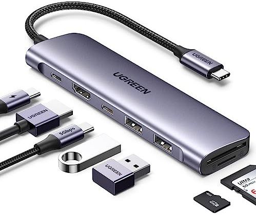 UGREEN - USB C-multipoorthub - Zwart - Aluminium - 7-in-1