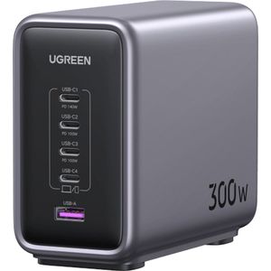 Ugreen - Nexode 300 W - Snellader - Zwart - GaN - 5 Poorten
