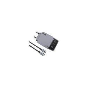 Ugreen Nexode Pro Netzladegerät, USB + 2x USB-C, 65W + USB-C Kabel 1,5m (schwarz)