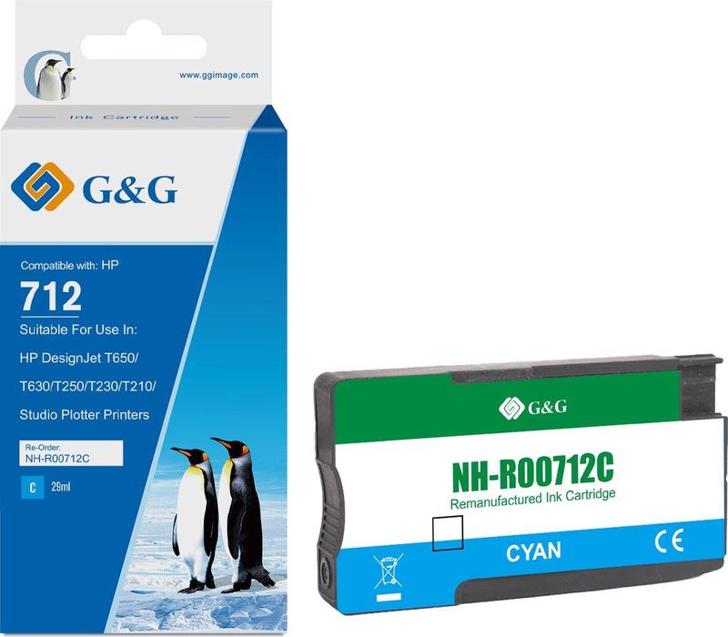 G&G Huismerk 3ED67A Inktcartridge Alternatief voor HP 712 cyaan - 1R712-CGG