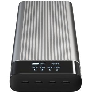 Hyper Juice HJ245B power bank - 4 x USB-C - 245 Watt Powerbank (Akku) - schwarz - 27000 mAh