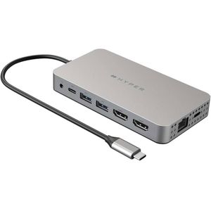 Hyper® HyperDrive Universal USB-C® 10-in1 Dual HDMI Mobile Dock - Space Grey - für MacBook M1/M2 MBAir/Pro®